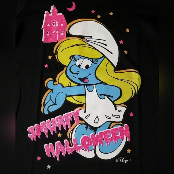 🔥SALE🔥 The Smurfs Smurfette "Smurfy Halloween" Girls T-shirt Tee NWT Size 6 - Picture 2 of 5